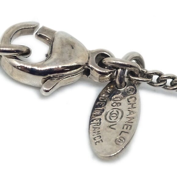 Chanel CC Chain Necklace Silver White 08V 115089 - Picture 4 of 4